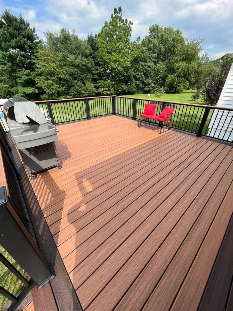 Composite deck built by Clean Cut Deck Builders