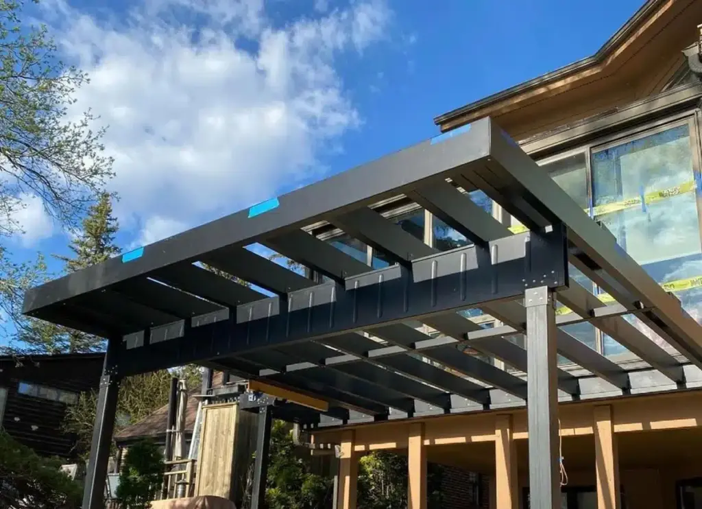 iron-pergola-framing-attached-on-the-house-construction-in-south-east-pa